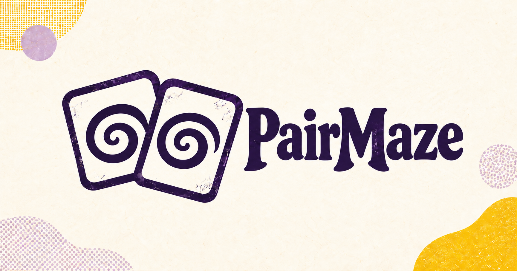 Zwei spiralförmige Labyrinthkarten neben dem PairMaze-Schriftzug